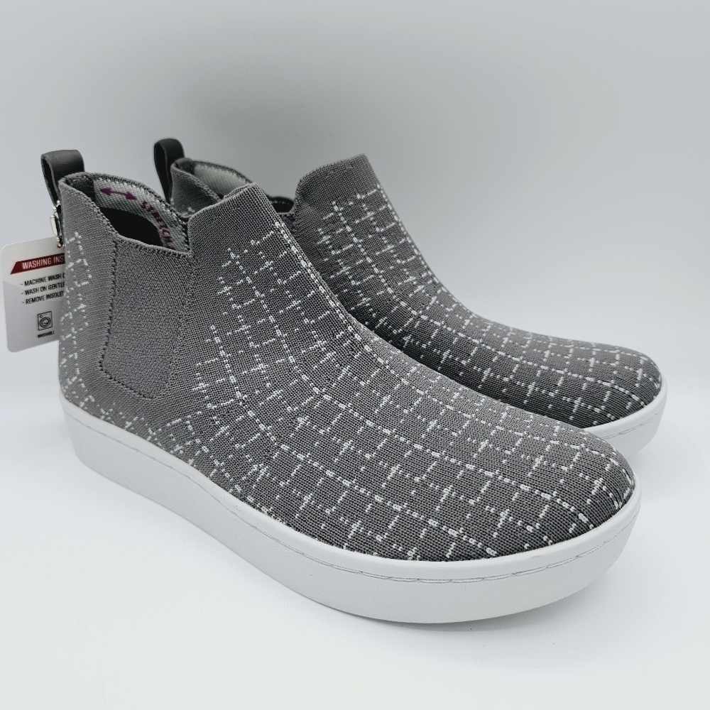 Skechers #158271 Grey Windowpane Air-Cooled ArchFit High Top Knit Sneakers NWT